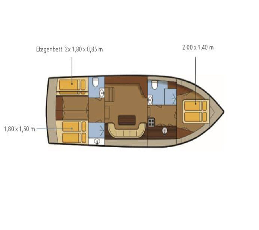 Grundriss Babro Beluga - 3 Kabinen