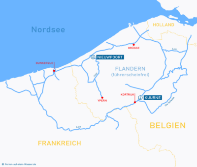 Übersicht Wasserwege Belgien mit dem Hausboot