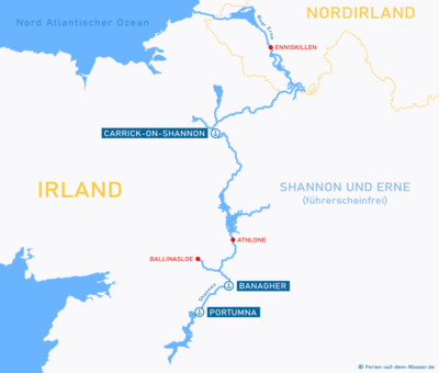 Wasserkarten Übersicht Shannon in Irland