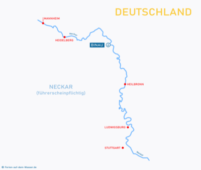 Übersicht Wasserwege Neckar für Hausbooturlaub