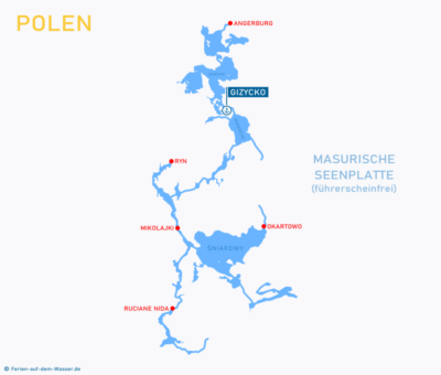 Übersicht Wasserwege Masurische Seenplatte mit Starthäfen
