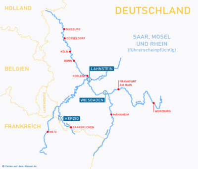 Übersicht Wasserwege Süddeutschland mit Häfen