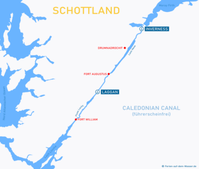 Wasserkarte Häfen in Schottland für Hausbooturlaub