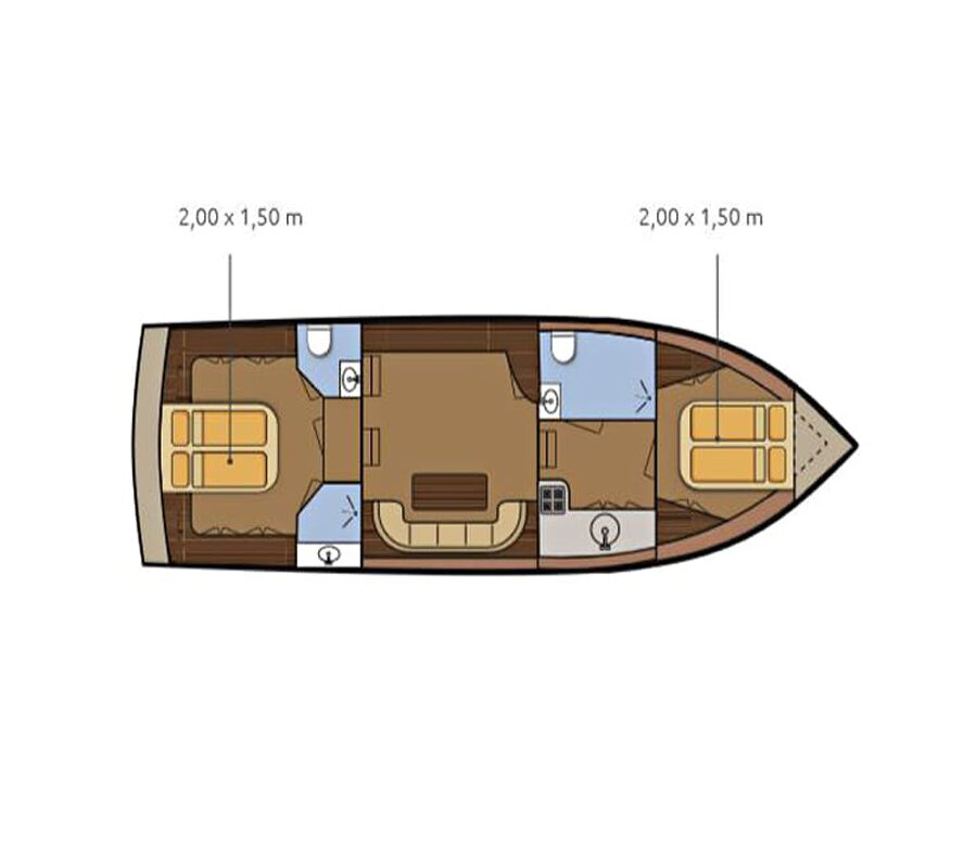 Grundriss Babro 1150 - 2 Kabinen
