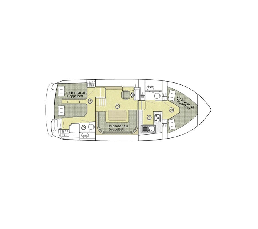 Grundriss Navig 34 - 2 Kabinen