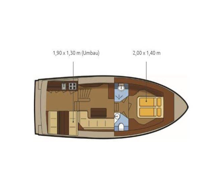 Grundriss Skiron 35 - 1 Kabine