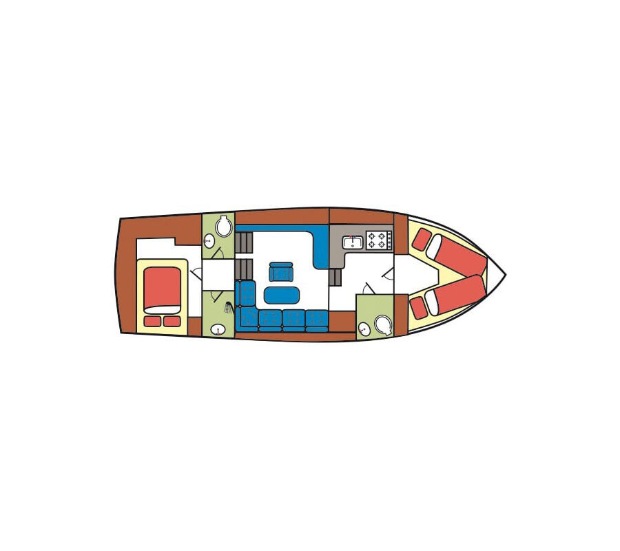 Grundriss Privateer 34 Vienne - 2 Kabinen