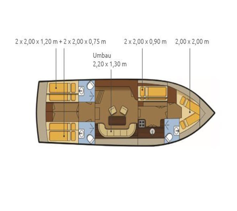 Grundriss Vacance 1350 - 4 Kabinen