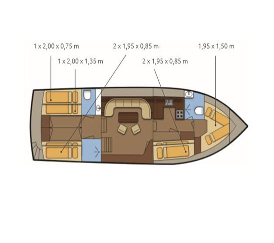 Grundriss Vacance 1400 - 4 Kabinen