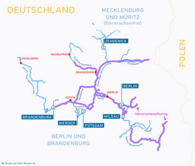 Übersicht Wasserwege Berlin Brandenburg mit Häfen