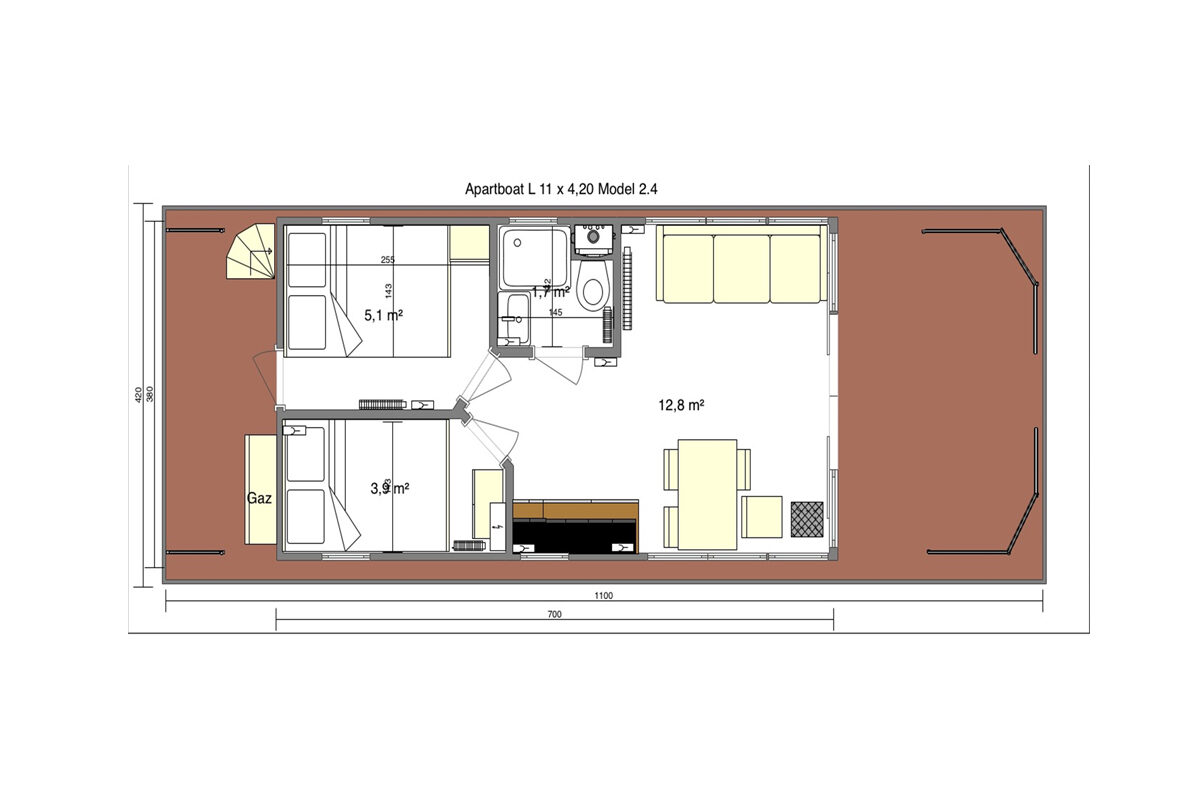 Grundriss La Mare Apart L - 2 Kabinen
