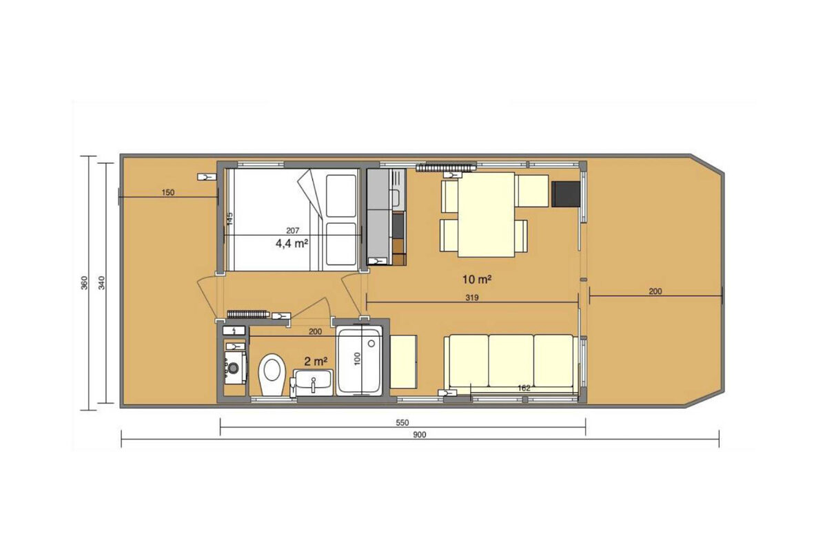 Grundriss Apart M - 1 Kabine