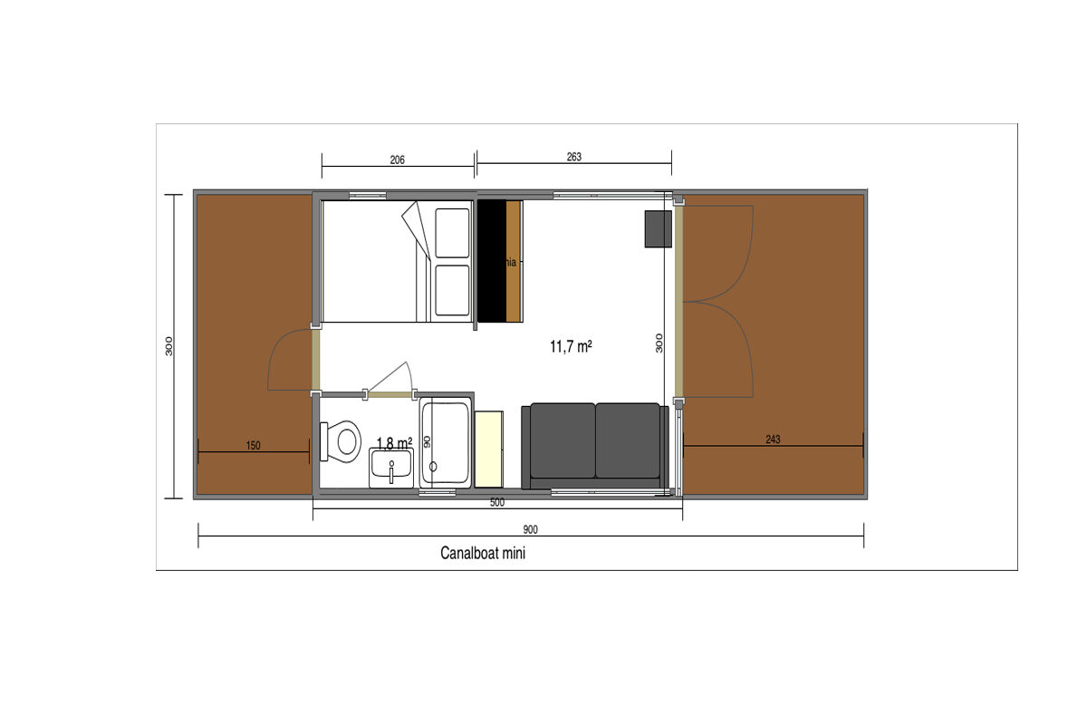 Grundriss Apart XS - 1 Kabine