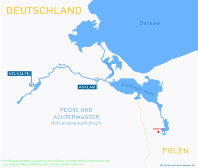 Übersichtskarte Peene und Achterwasser