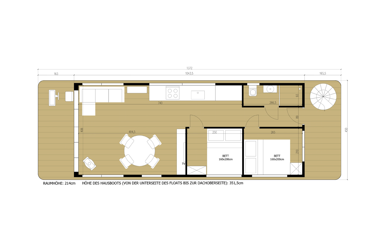 Grundriss - 2 Doppelbetten