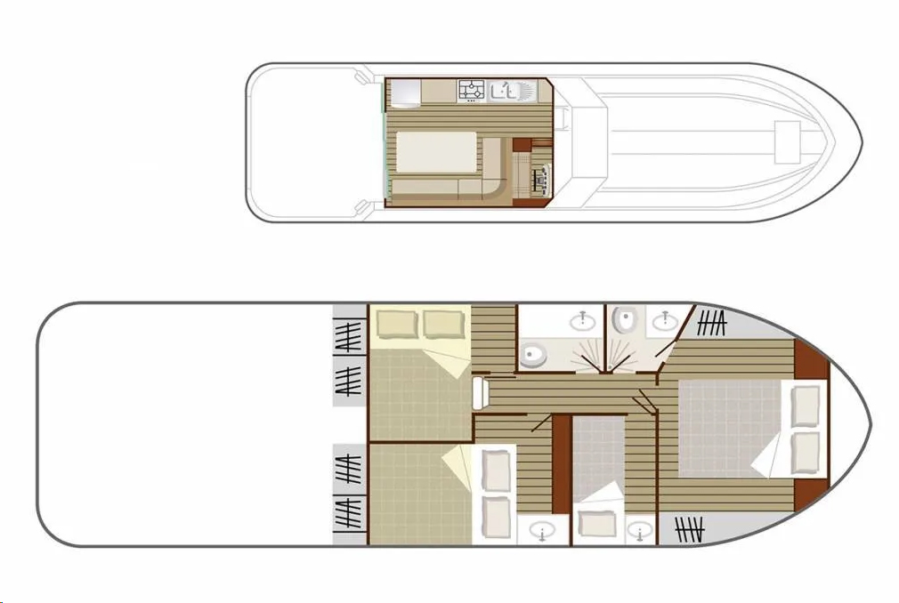Grundriss Sedan 1160 - 4 Kabinen