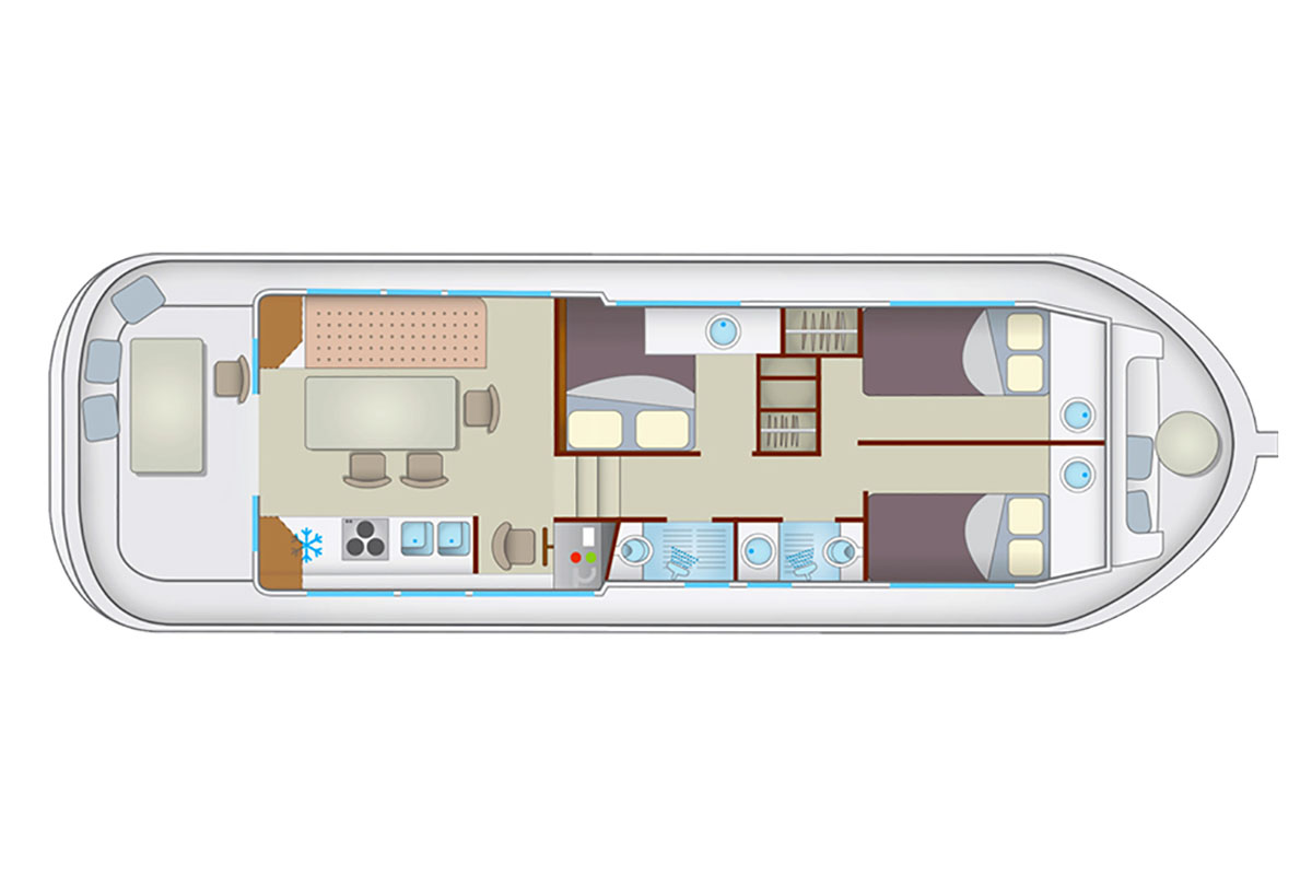 Grundriss Penichette Comfort 6/10 - 3 Kabinen