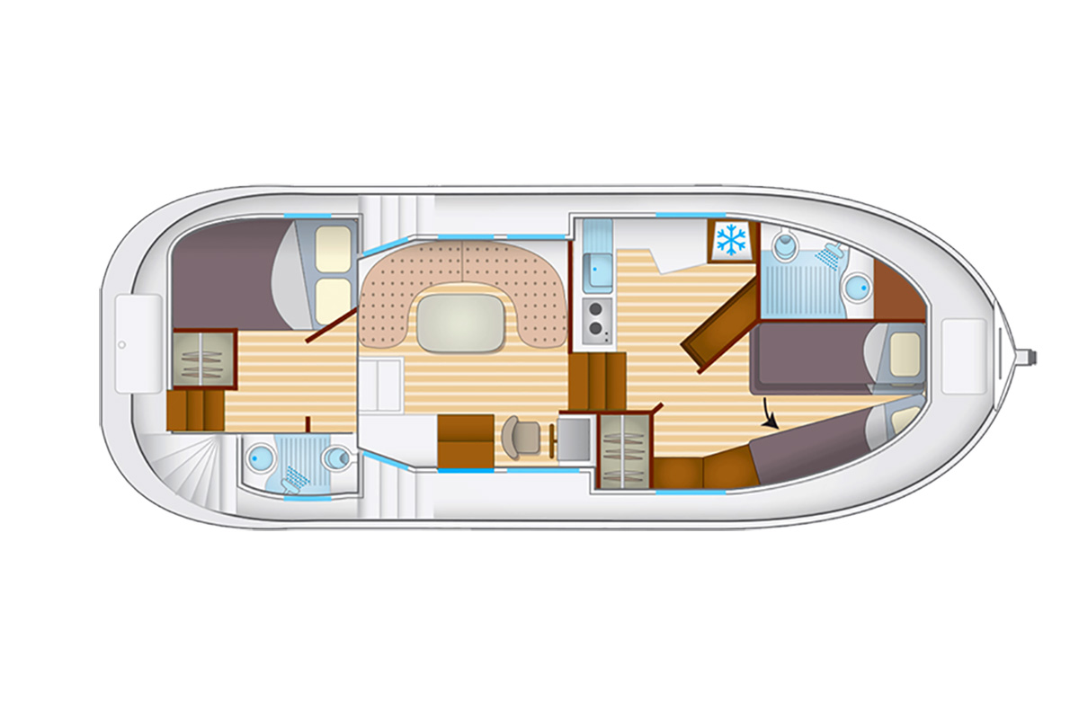 Grundriss Penichette Premium 4/5 - 2 Kabinen