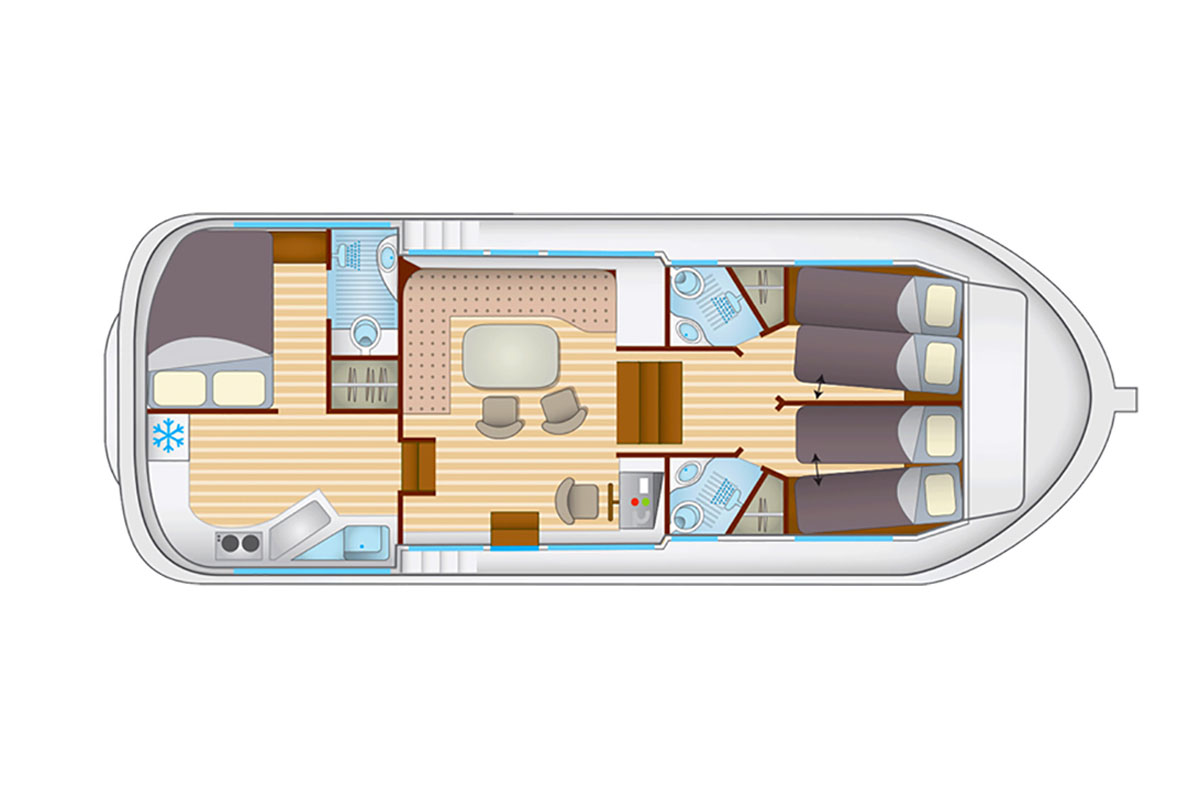 Grundriss Penichette Premium 6/7 - 3 Kabinen